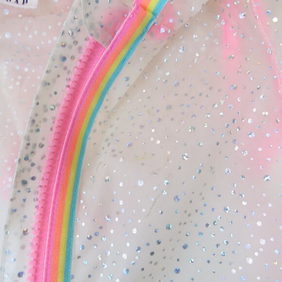 Gap Toddler Girl Size 3 Years Sparkle Rain Jacket Zipper Closure Hooded - Picture 9 of 14
